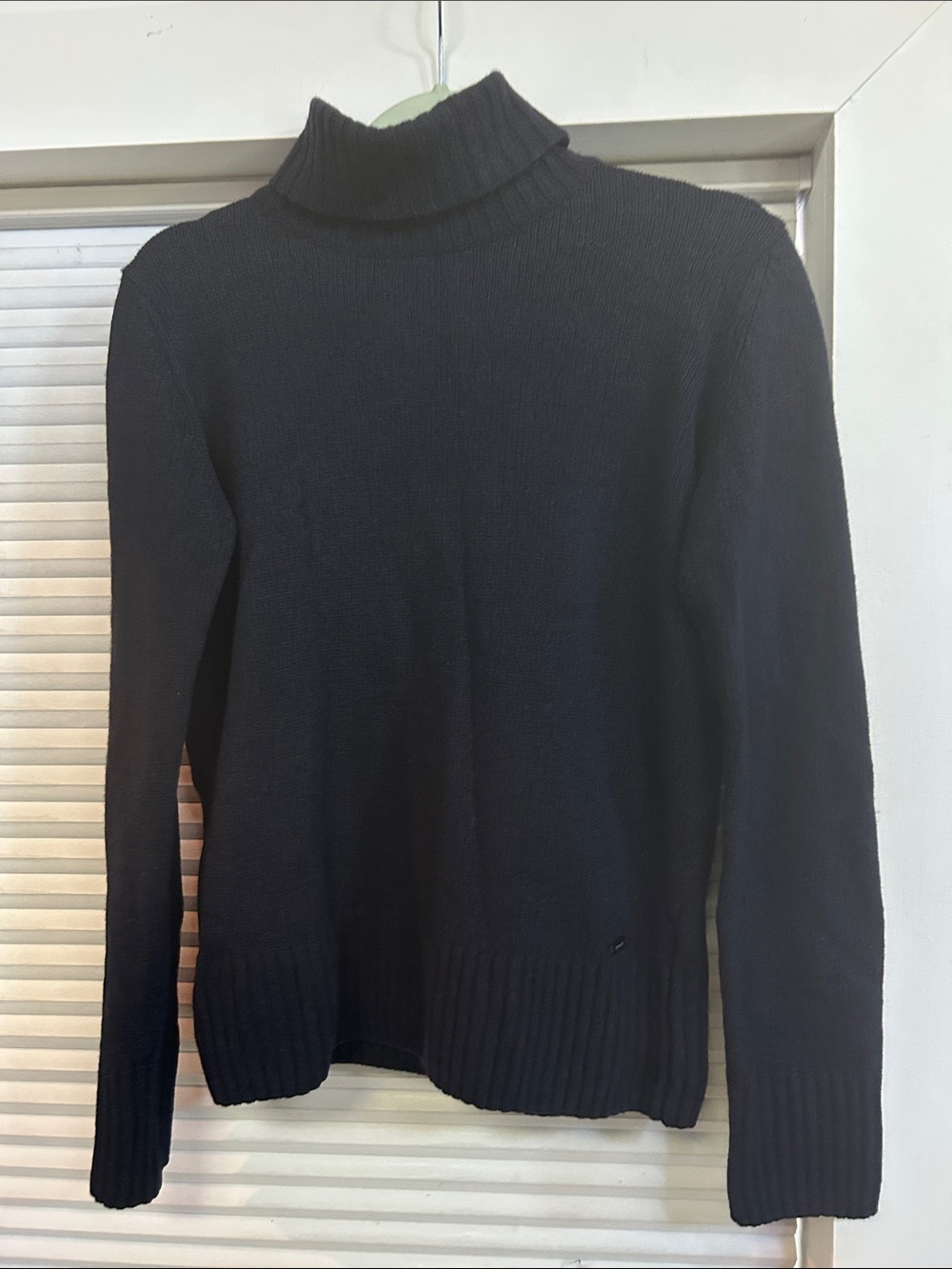 Barbour Sorrel Knit Navy Turtleneck Sweater Wool Cashmere Blend UK 12/US 8